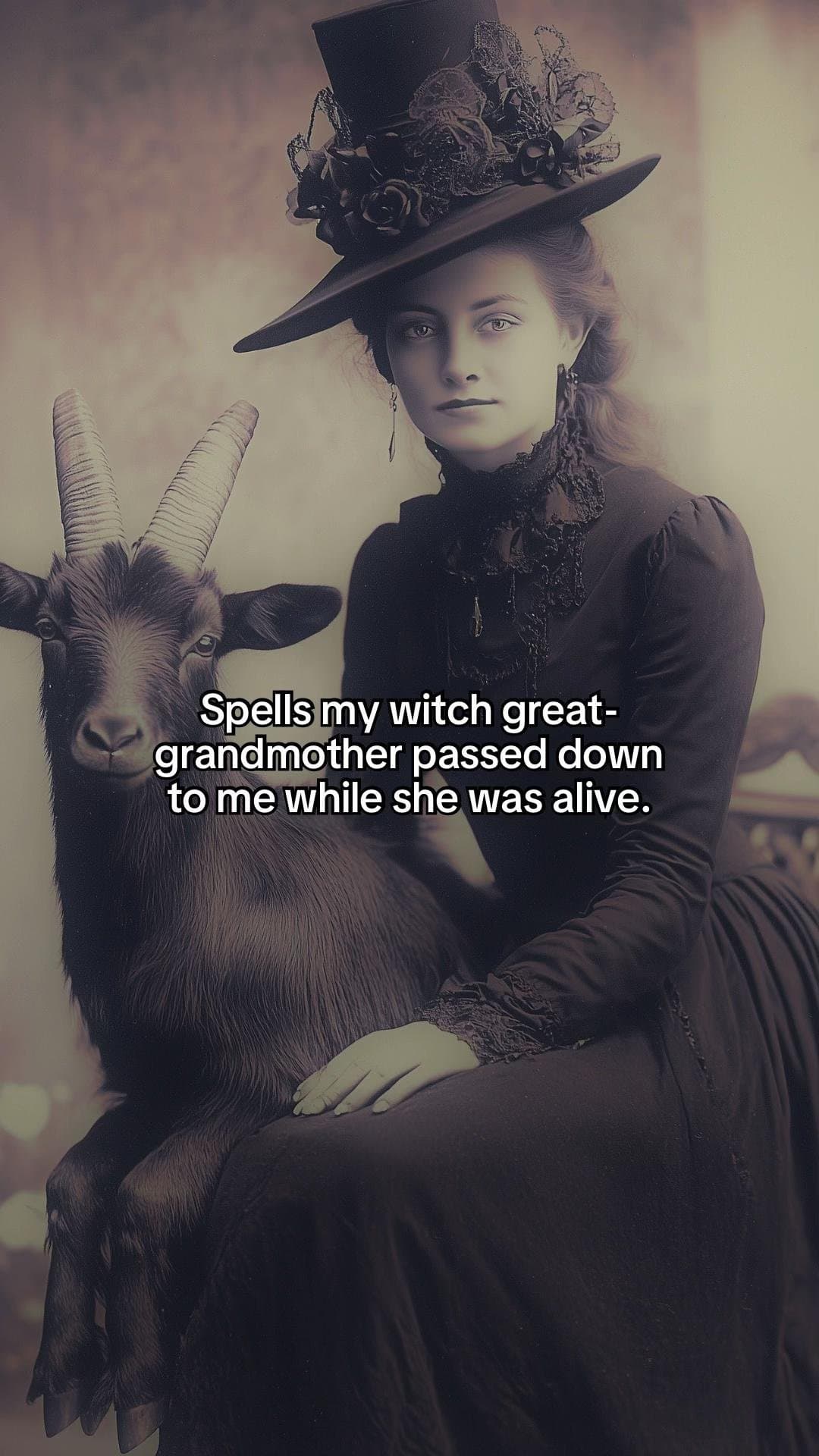 Spells my witch great-
grandmother passed down
to me while she was alive.