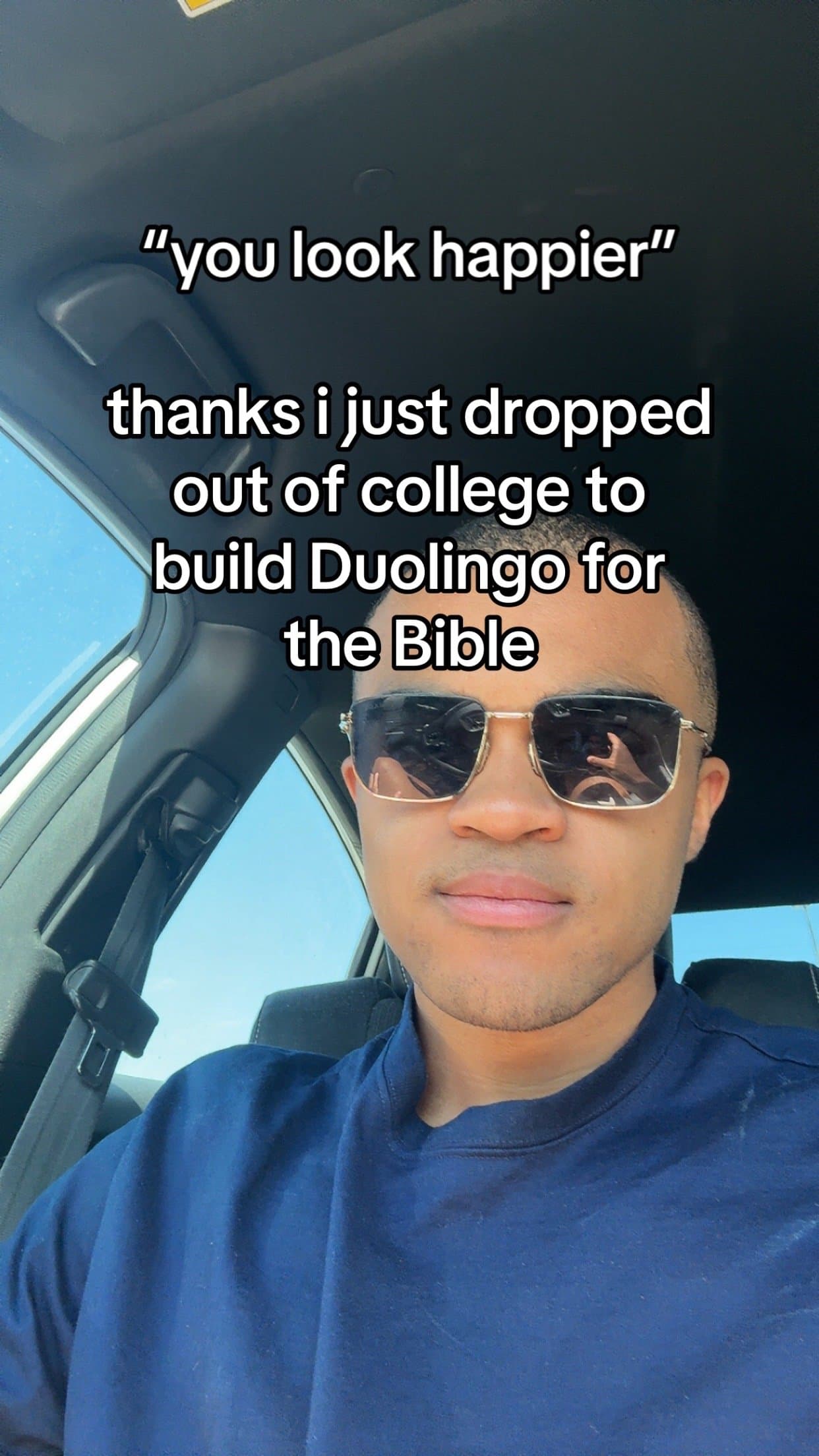 "you look happier"

thanks i just dropped
out of college to
build Duolingo for
t…