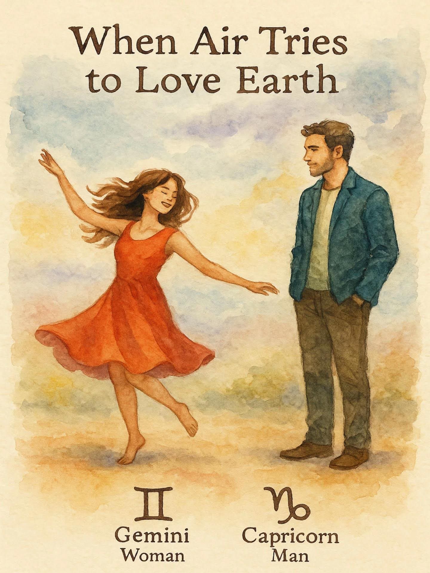 When Air Tries
to Love Earth
Gemini
Woman
Capricorn
Man