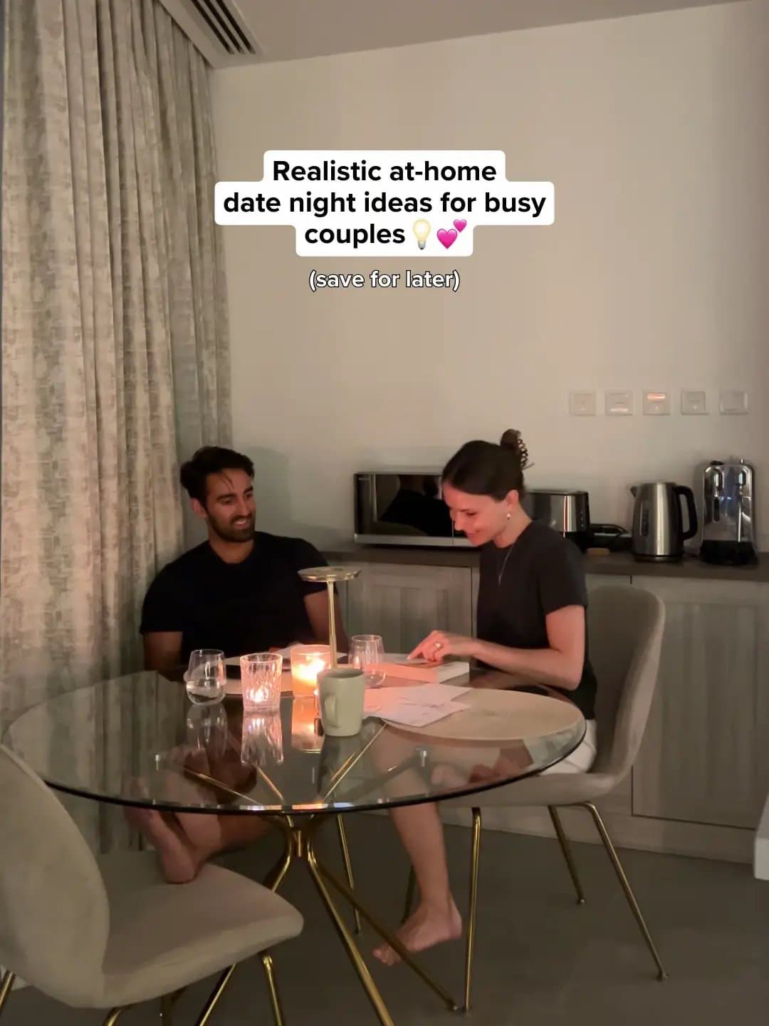 Realistic at-home
date night ideas for busy
couples 💡💕
(save for later)