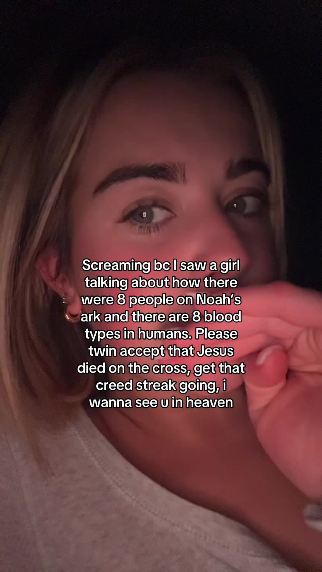 Screaming bc I saw a girl
talking about how there
were 8 people on Noah's
ark an…