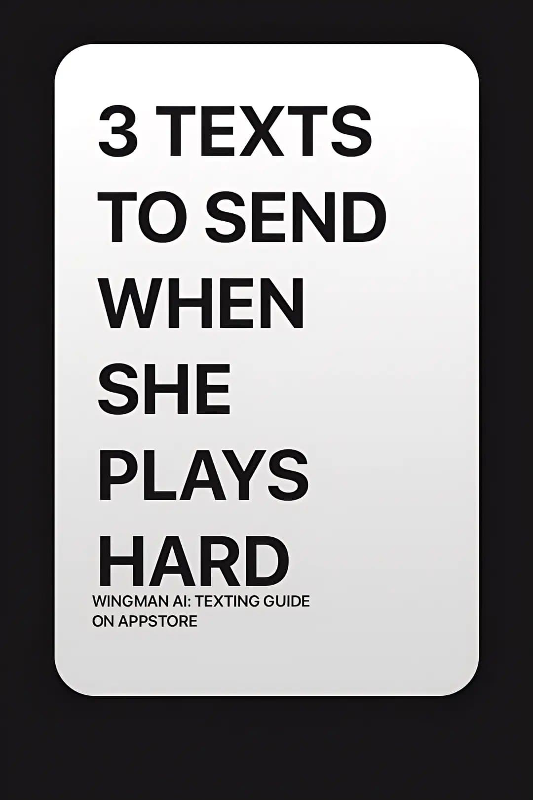 3 TEXTS
TO SEND
WHEN
SHE
PLAYS
HARD
WINGMAN AI: TEXTING GUIDE
ON APPSTORE