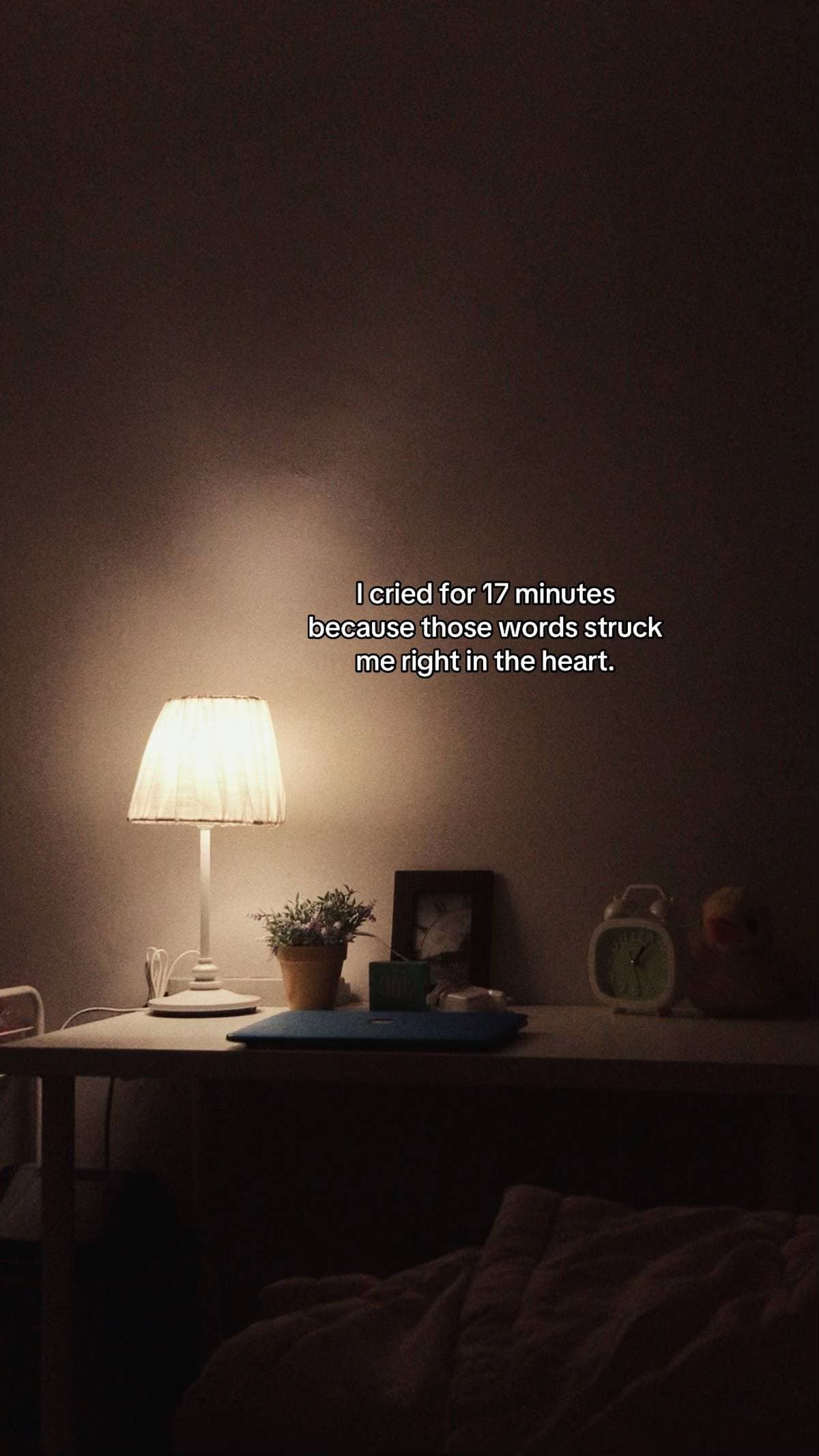 I cried for 17 minutes
because those words struck
me right in the heart.