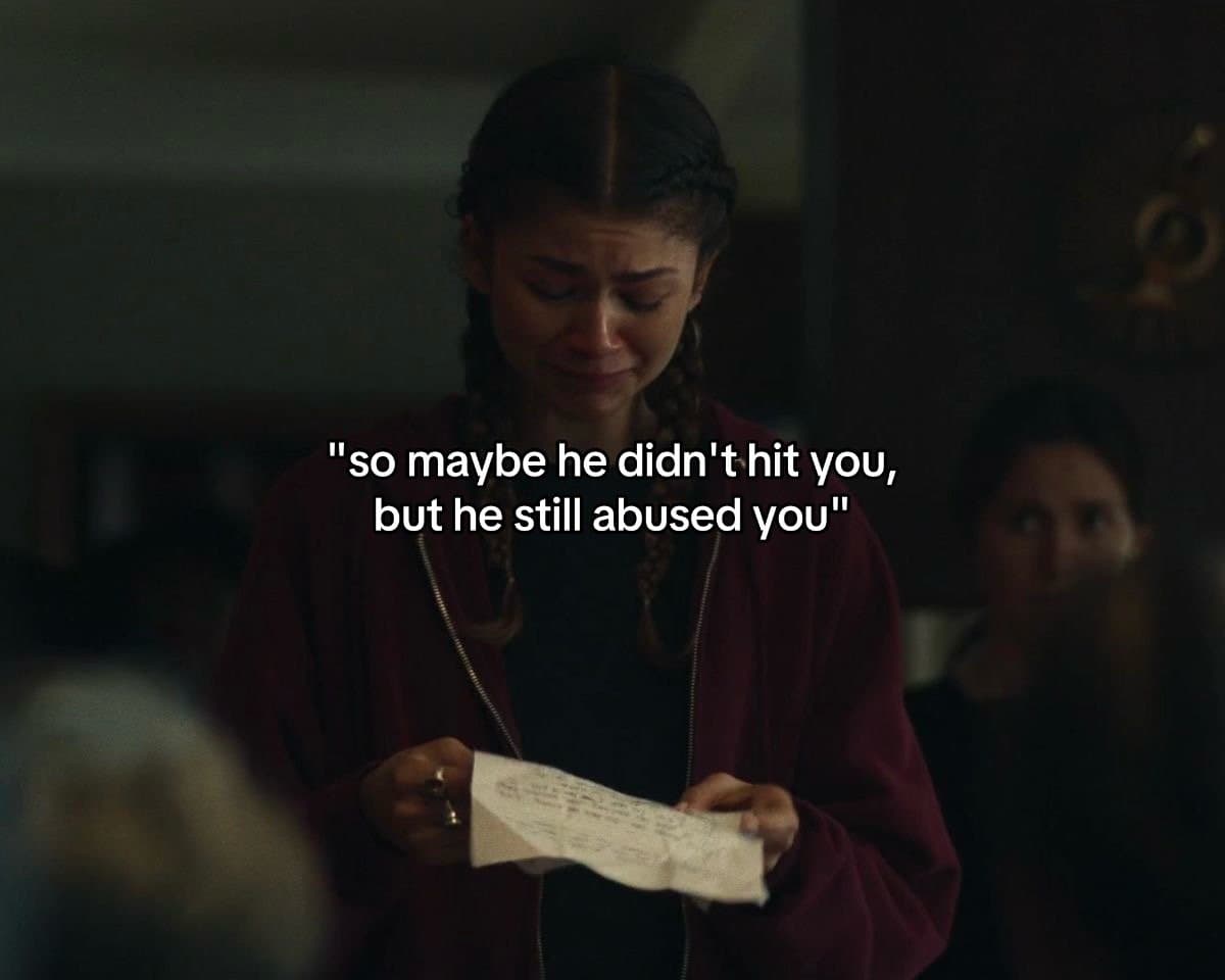"so maybe he didn't hit you,
but he still abused you"