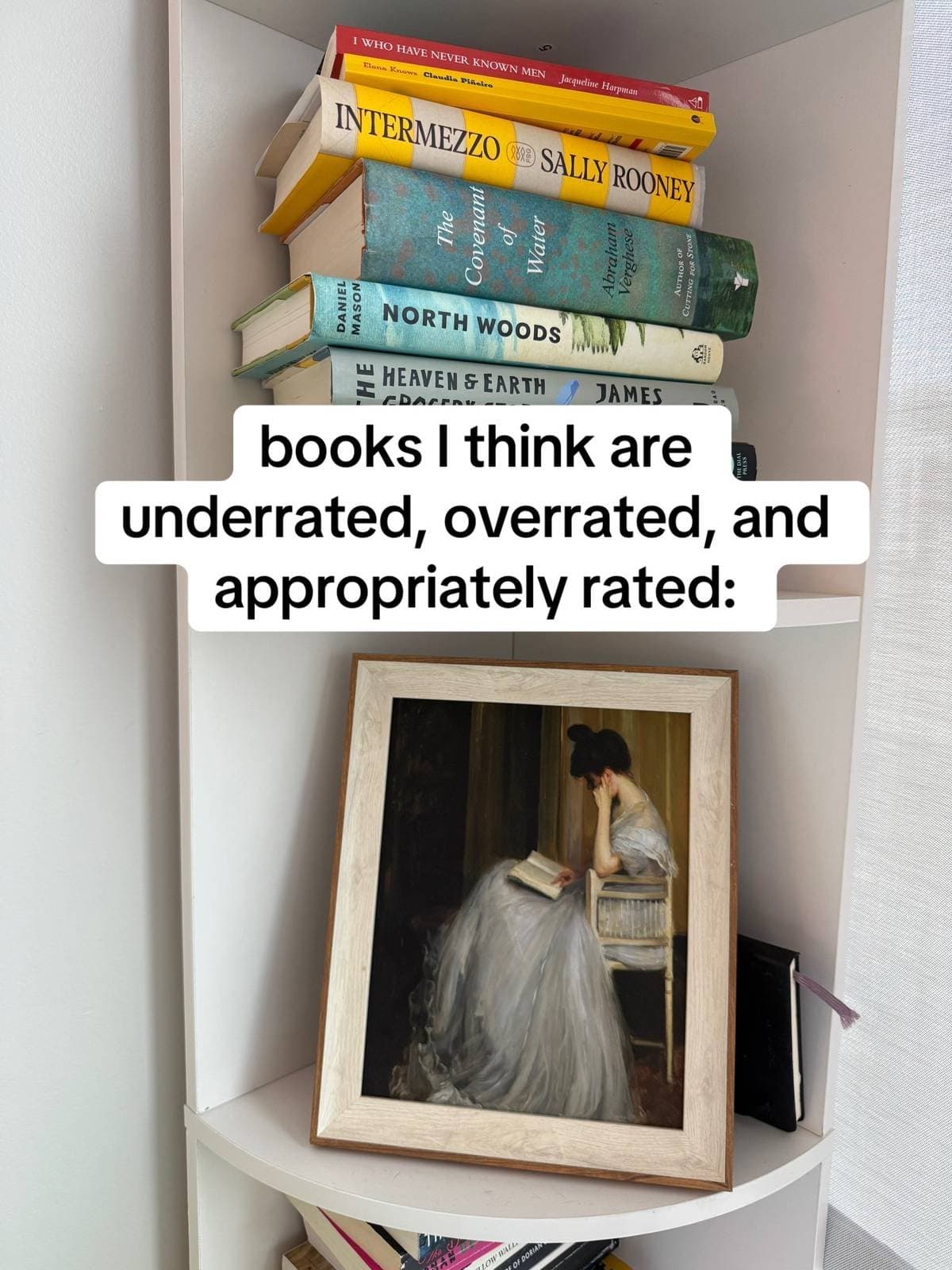 books I think are
underrated, overrated, and
appropriately rated: