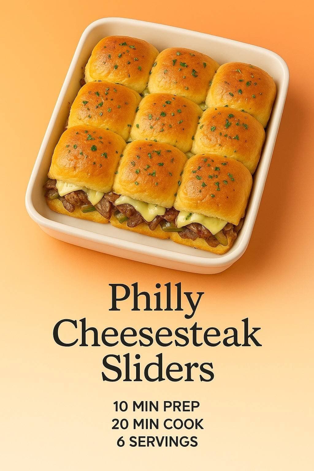 Philly
Cheesesteak
Sliders
10 MIN PREP
20 MIN COOK
6 SERVINGS