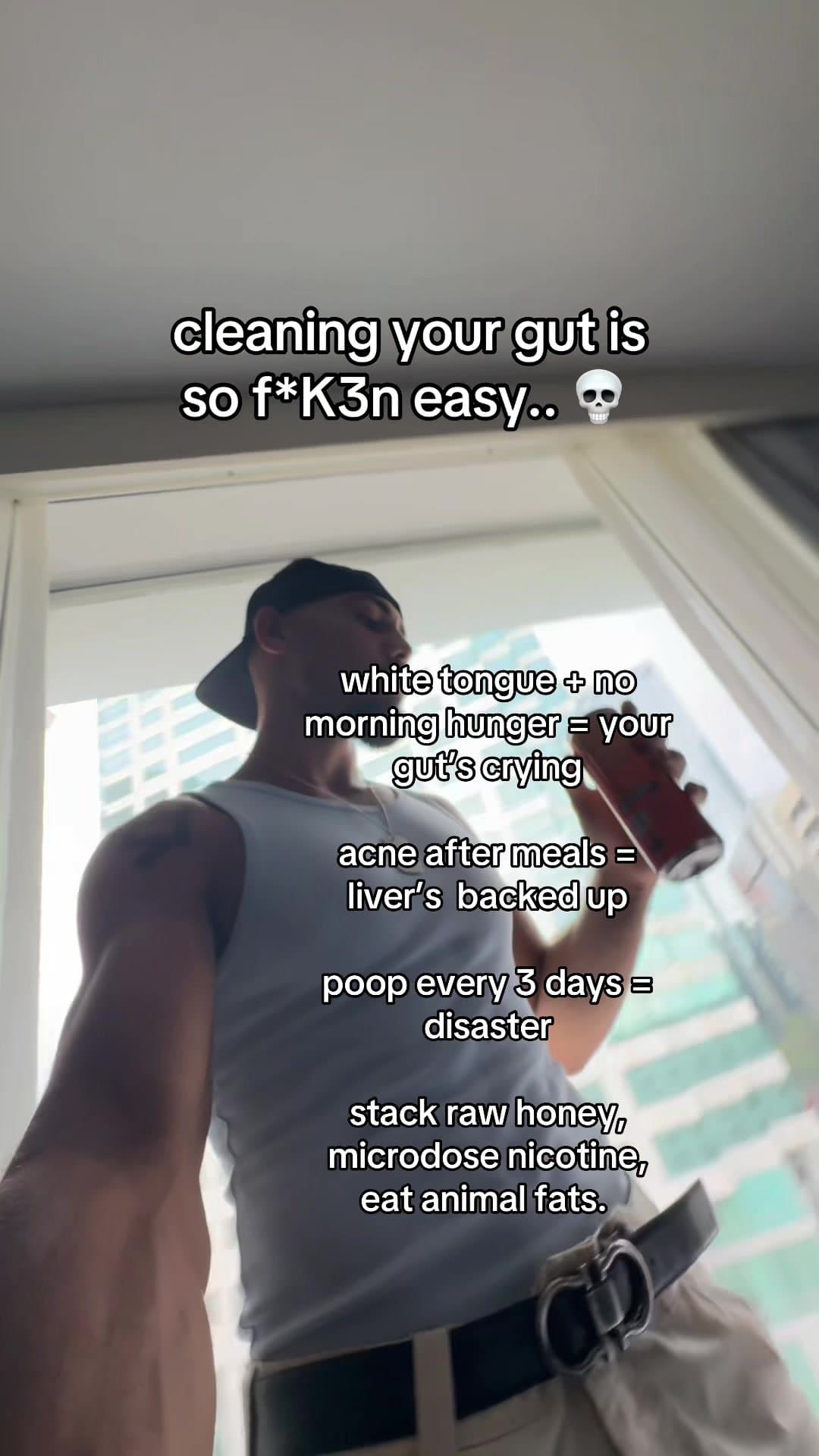 cleaning your gut is
so f*K3n easy..

white tongue + no
morning hunger = your
gu…