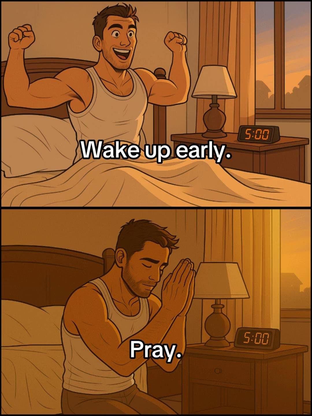 Wake up early.
Pray.