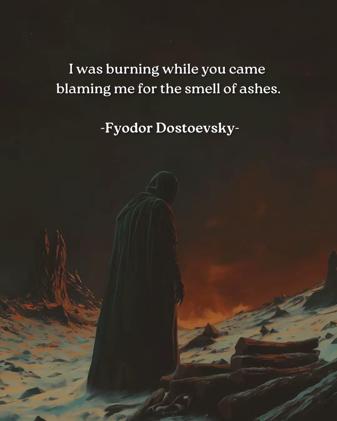 I was burning while you came
blaming me for the smell of ashes.
-Fyodor Dostoevs…