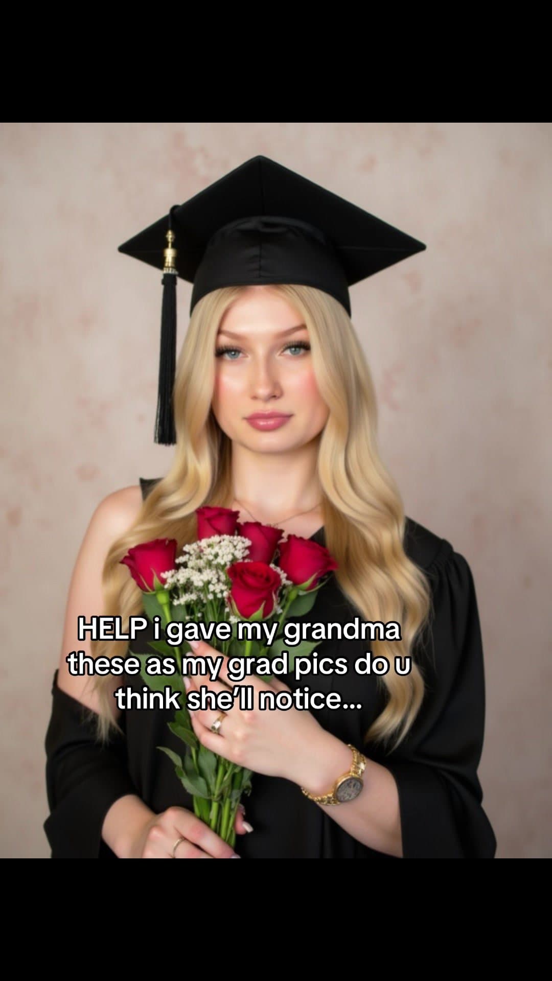 HELP i gave my grandma
these as my grad pics do u
think she'll notice...