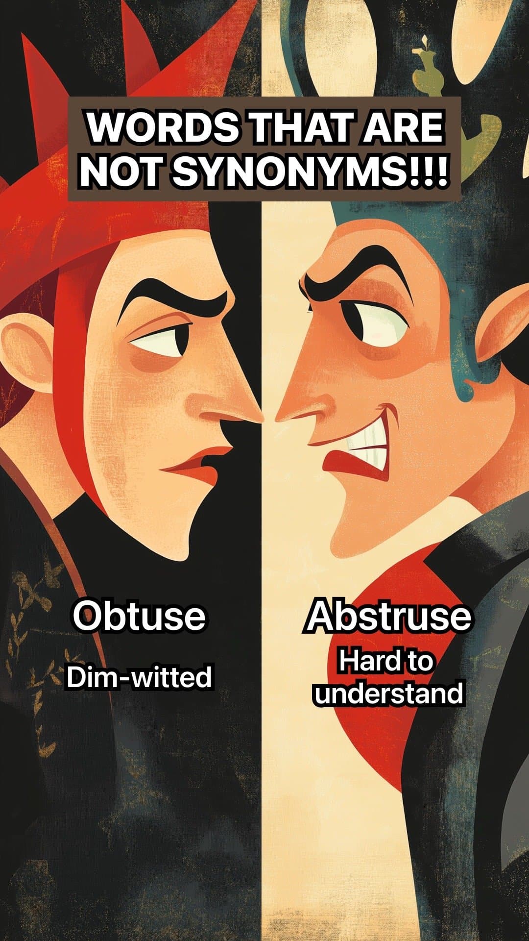 WORDS THAT ARE
NOT SYNONYMS!!!

Obtuse
Dim-witted

Abstruse
Hard to understand
