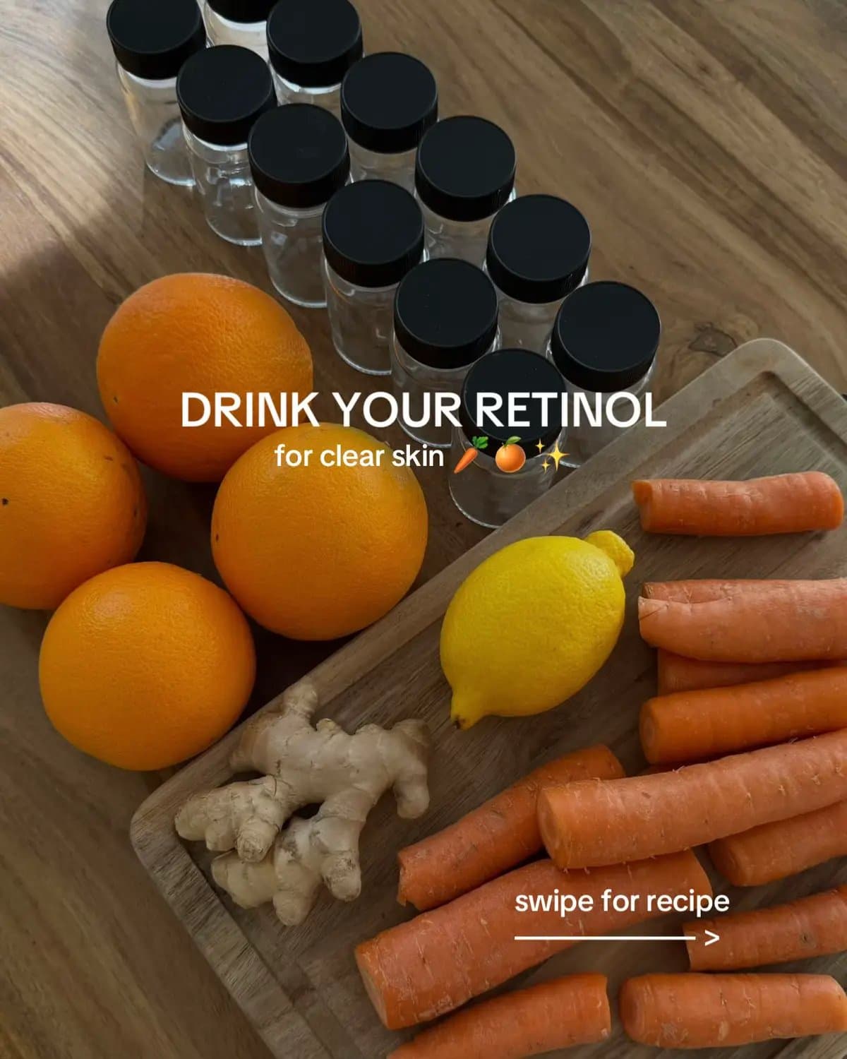 DRINK YOUR RETINOL 🥕🍊
for clear skin ✨
Swipe for recipe