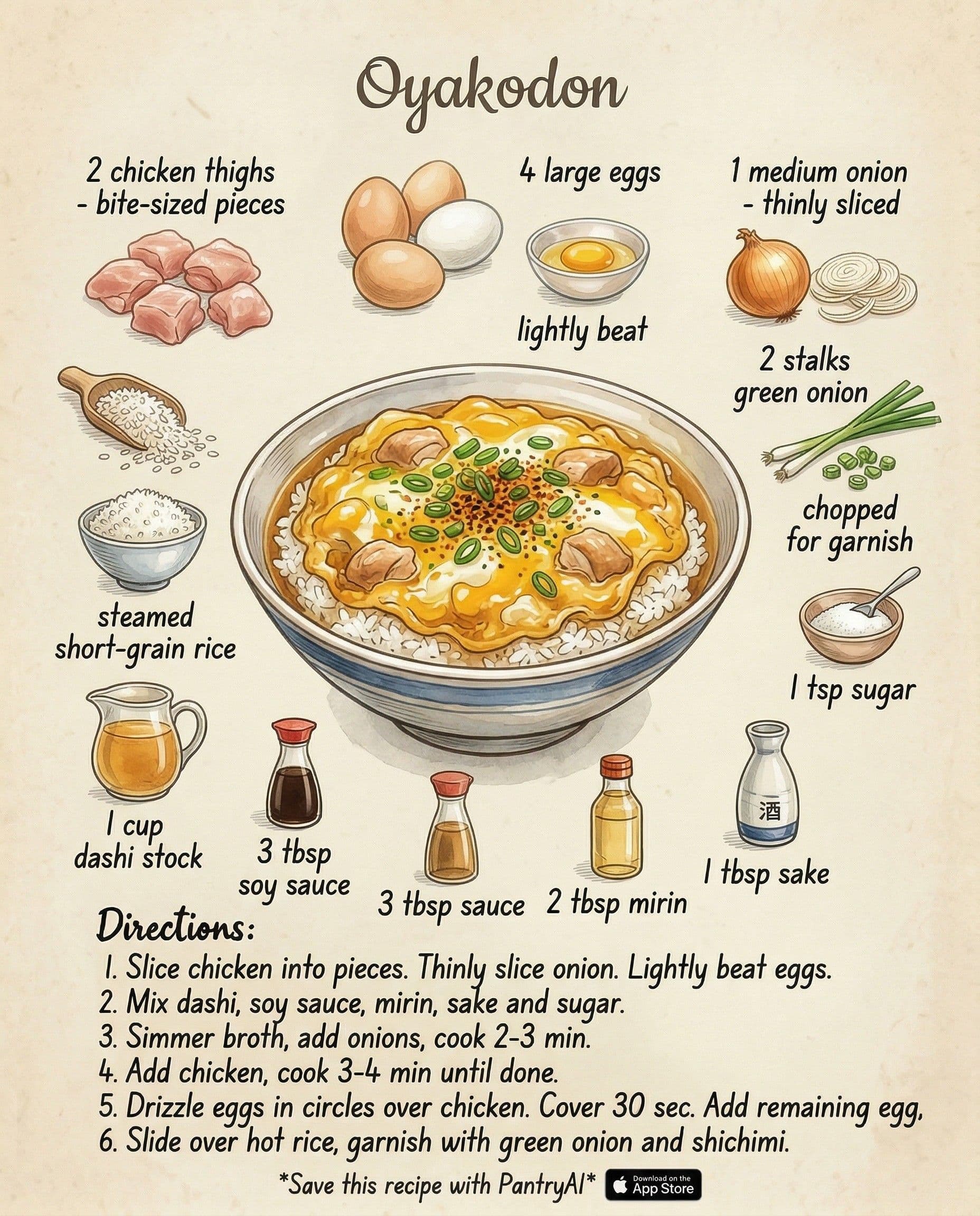 Oyakodon Recipe Card