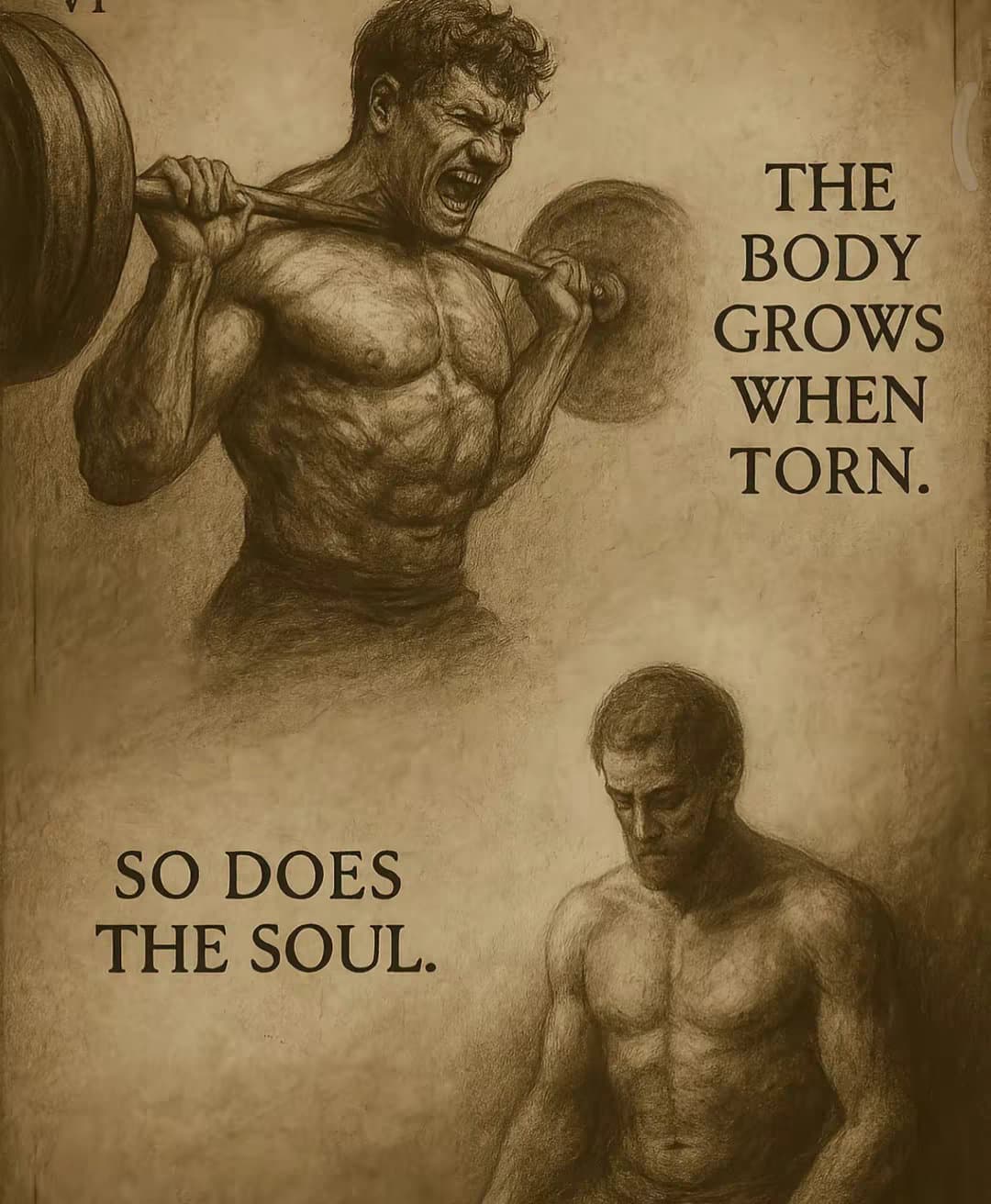 THE
BODY
GROWS
WHEN
TORN.
SO DOES
THE SOUL.