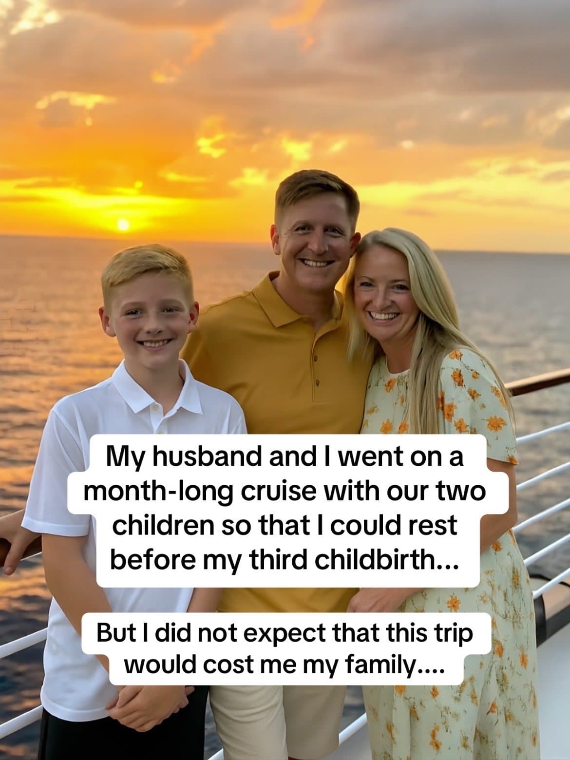 My husband and I went on a
month-long cruise with our two
children so that I cou…