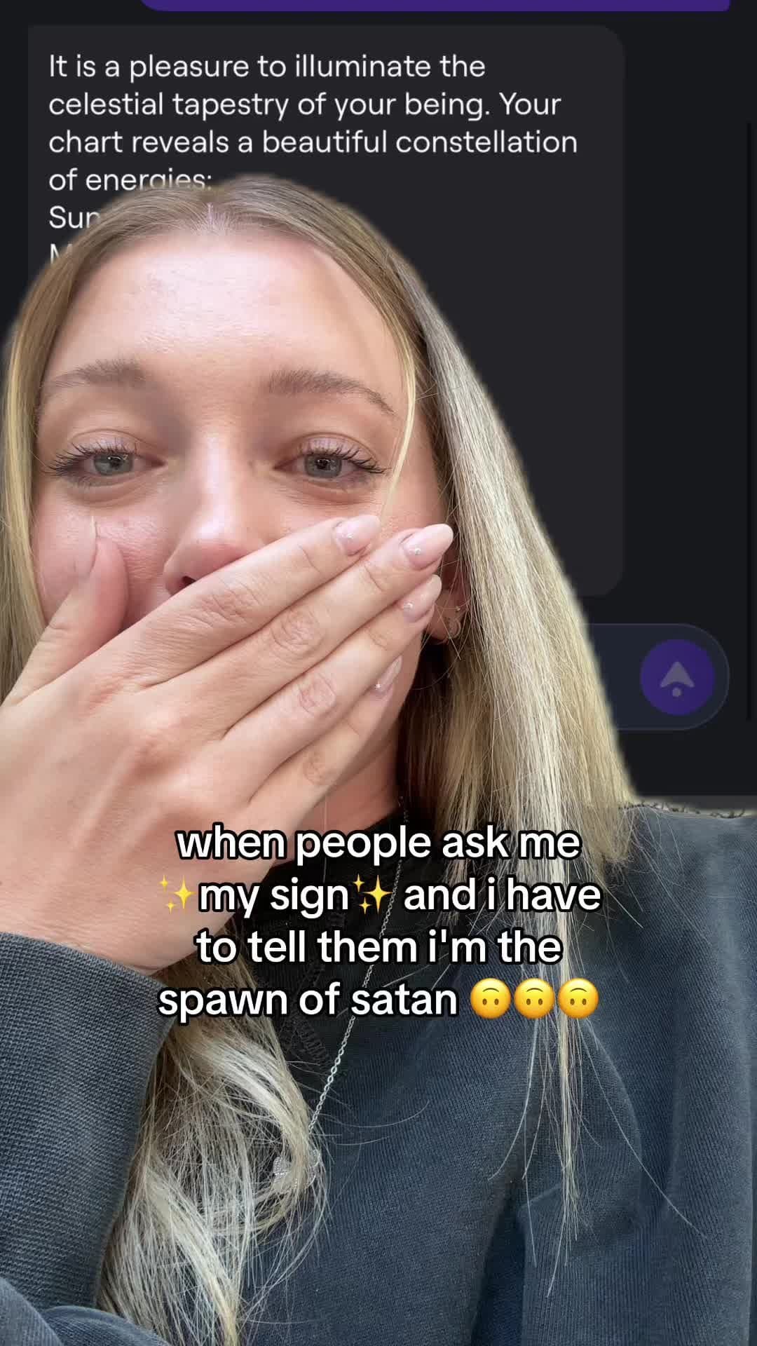 when people ask me
✨my sign✨ and i have
to tell them i'm the
spawn of satan 🙃🙃…