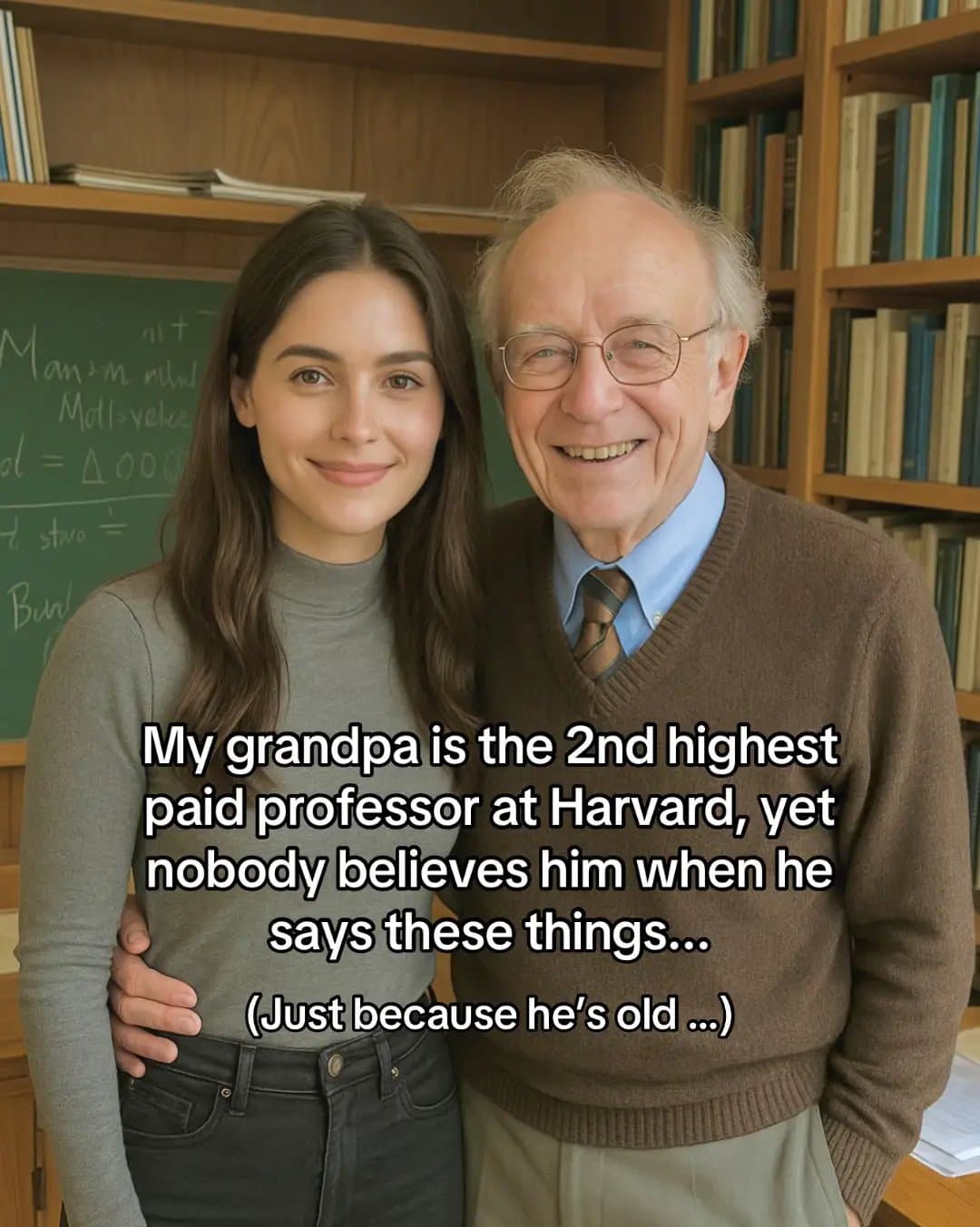 My grandpa is the 2nd highest
paid professor at Harvard, yet
nobody believes him…
