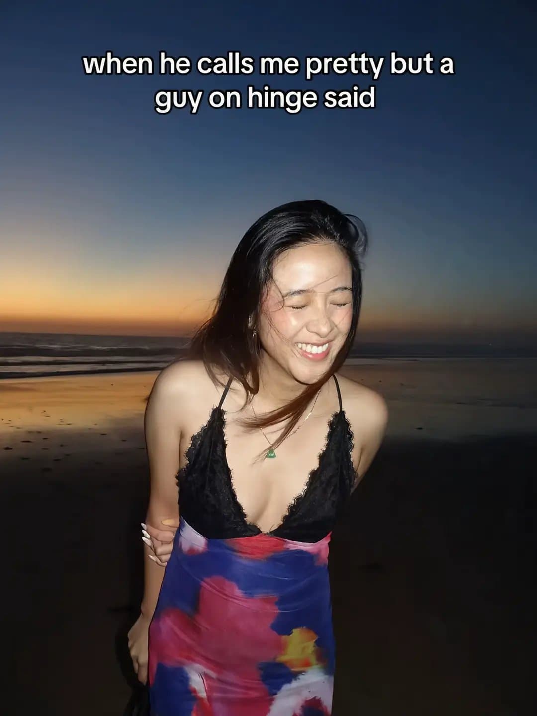 Slide 1: when he calls me pretty but a
guy on hinge said